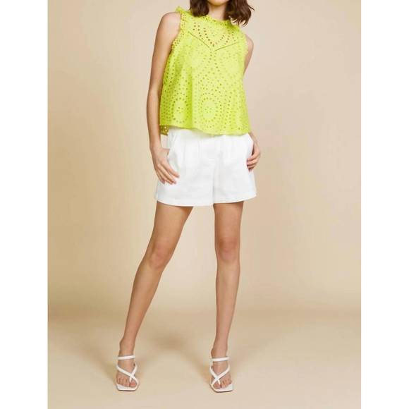 NEW SKIES ARE BLUE lace eyelet cami top in neon yellow - Picture 1 of 4